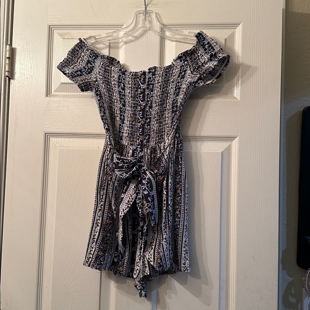 J for Justify Blue and White Patterned Top